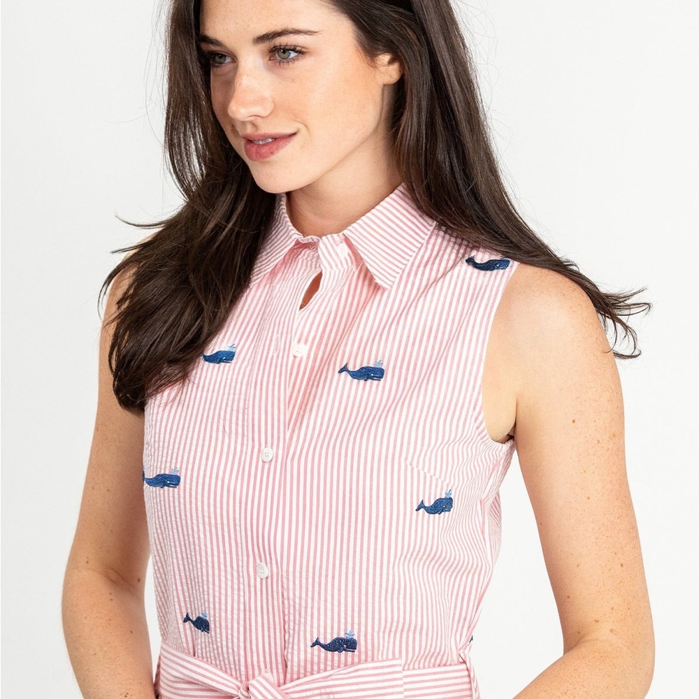 Kiel James Patrick Pink Midi Dress with Blue Whale Accents - Picture 2 of 4